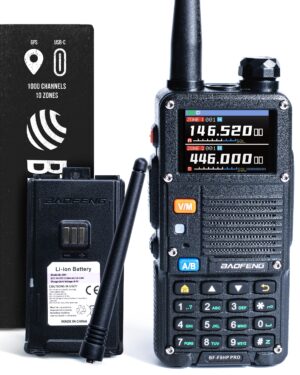 BAOFENG BF-F8HP PRO 10W Tri Band Two-Way Radio, IP54, 1000 Channels, GPS, Aviation RX, USB-C