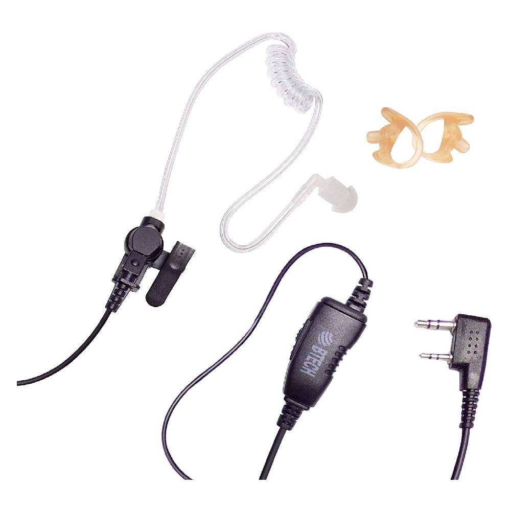 K-Flex Headset FBI Style Clear Tube 2 PIN for Kenwood BAOFENG Radio w/ear molds 