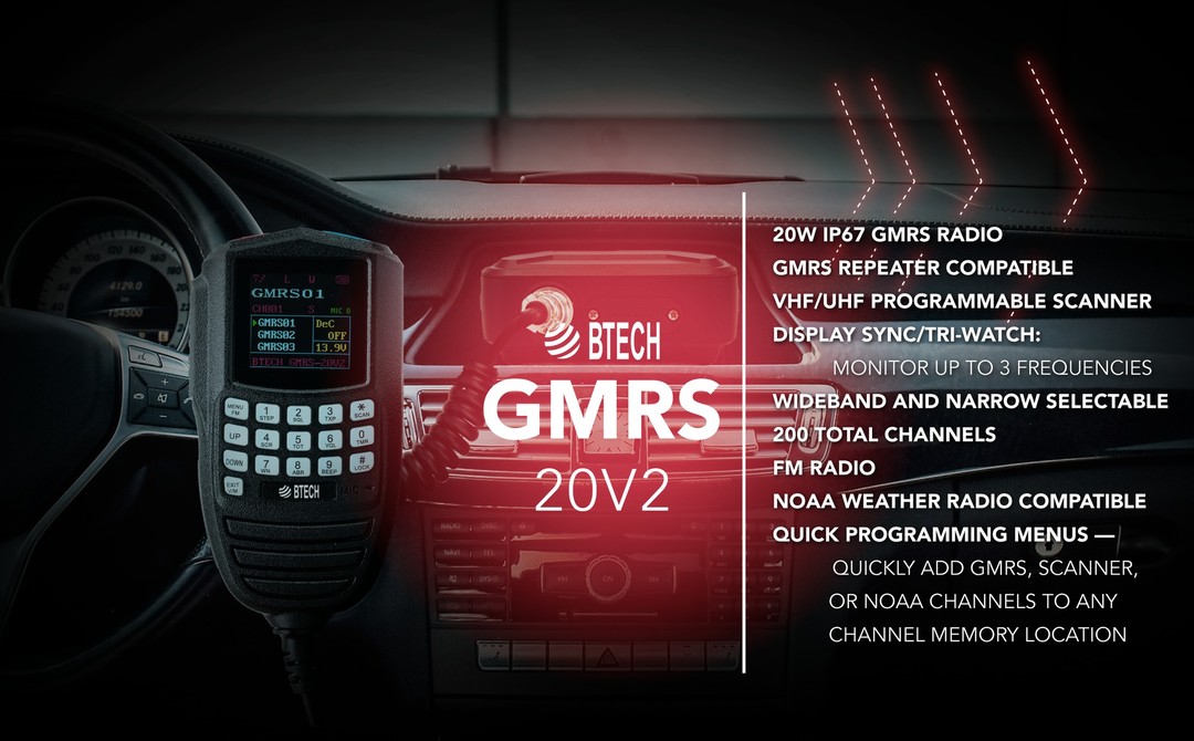 BTECH is excited to announce that we are releasing the GMRS-20V2 waterproof mobile radio — the perfect mobile solution for UTVs, ATVs, motorcycles, and more. The GMRS-20V2 includes all  the popular features in our V2 GMRS Firmware featured on the newly released GMRS-V2 handheld radio. Fully customize your GMRS mobile experience without needing a computer. All channels are full modifiable to be used for GMRS or as a scanner channel. 

🔗 Read about all the new features at the link in our bio 🔗

https://baofengtech.com/new-release-btech-gmrs-20v2/

#gmrs #newrelease #gmrs20v2 #btech #hiking #camping #outdoorlife #survival