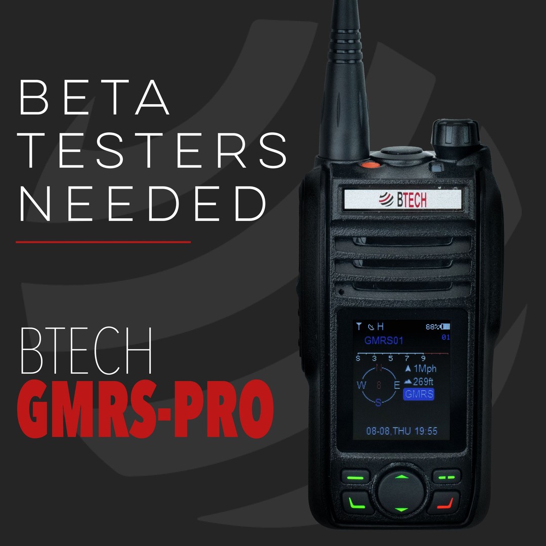 We have so many exciting features on the horizon, if you have a GMRS-PRO and want to beta test these features contact us!

To enroll in the BETA test program email: 'support@baofengtech.com' with the subject: 'GMRS-PRO Beta' and a copy of your original purchase receipt. From there we will select participants to enroll in our beta testing program.