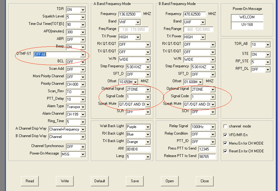 DTMF-ST Settings