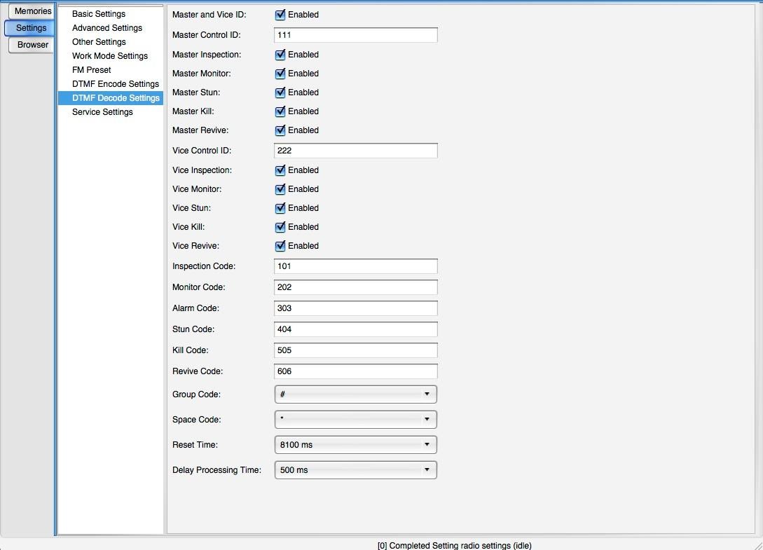 DTMF Decode Settings
