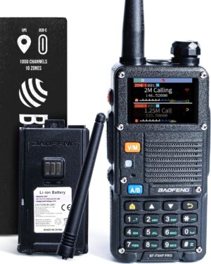 BAOFENG BF-F8HP PRO 10W Tri Band Two-Way Radio, IP54, 1000 Channels, GPS, Aviation RX, USB-C