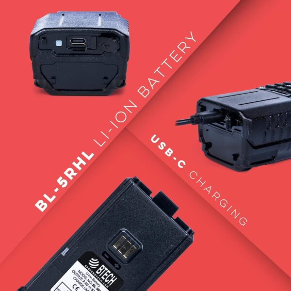 Batterie UV-5R BL-5L 3800mAh Rechargeable USB-C Pour Talkie-Walkie UV-5R UV-5RA BF-F8