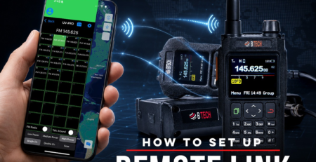 BTECH hero showing a smartphone beside BTECH radios and the words How to Set Up Remote Link